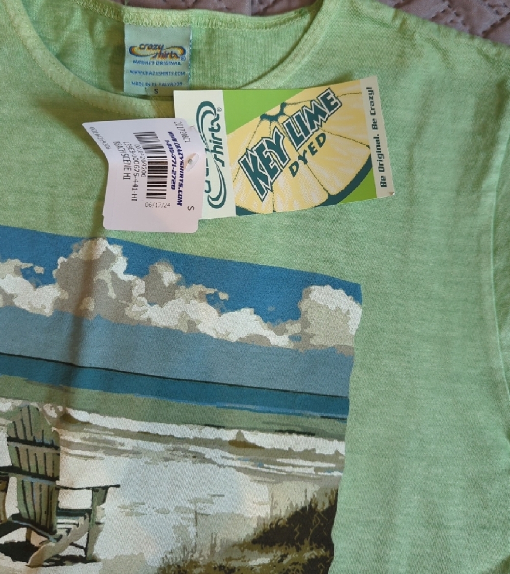 Women's Short-Sleeve Hawaii Beach Graphic Tee - Light Green- Key lime Dyed - Picture 2 of 5